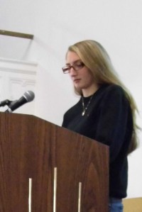 Here I am speaking at the International Day of the Girl assembly at my school (photo credit: Lexie Clinton). 