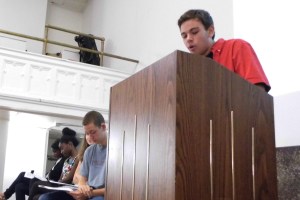 Here I am reading a poem I wrote for International Day of the Girl (photo credit: Lexie Clinton). 