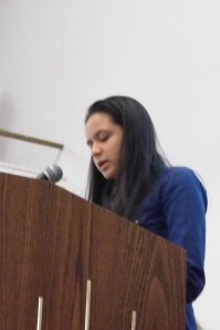 Reading excerpts from my intersectionality piece during our feminism class assembly on International Day of the Girl. (photo credit: Lexie Clinton).