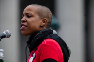 Jasmine Burnett of SisterSong NYC & Trust Black Women at the Rally for Women's Health NYC (Feb. 26, 2011)(Photo credits: www.brooklynvegan.com)