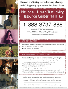 National Human Trafficking Resourse Center Hotline flyer 