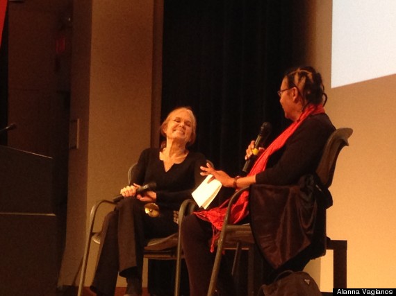 Gloria Steinem and bell hooks at the New School