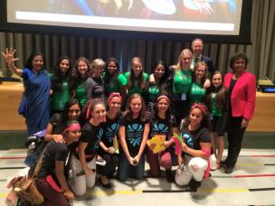 The Working Group on Girls performers (bottom row), panelists (top row), 
